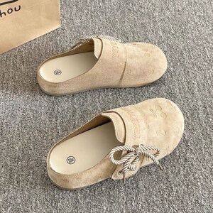 SHEIN Tan Suede Slip-On Loafers